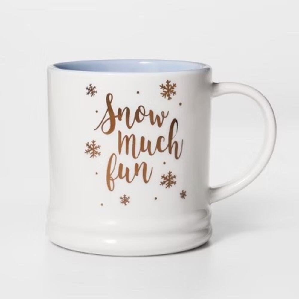 Threshold NWOT "Snow Much Fun" Coffee Mug White Blue